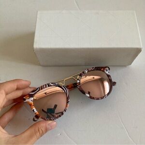 New Retro Sunglasses Marbled Trim Brown Orange White